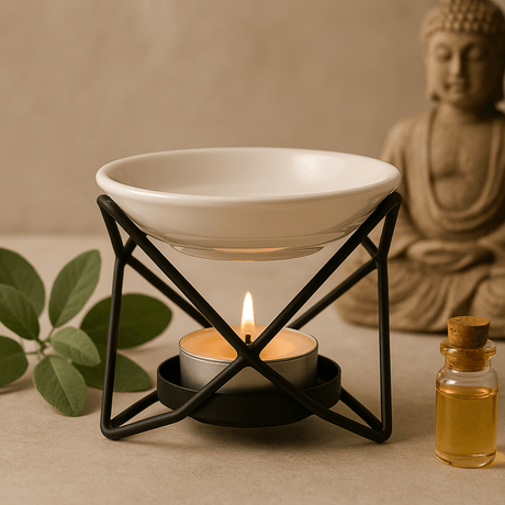 Oil Burner Wax Melt Ceramic Metal Hex Stand - SHAMTAM.COM