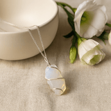Opalite Necklace Raw Crystal 50cm Chain - SHAMTAM.COM