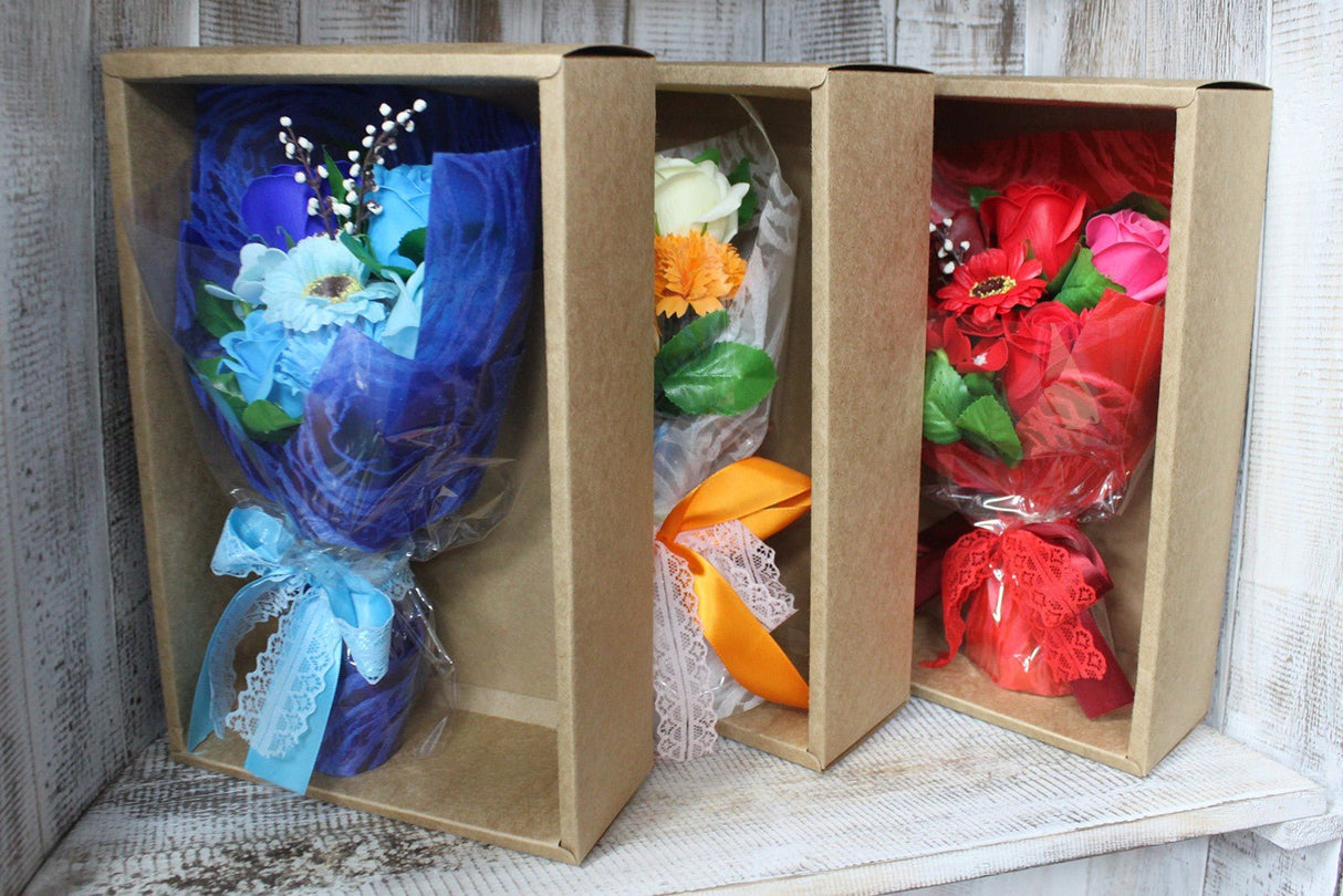 Orange Boxed Hand Soap Flower Bouquet - Special - SHAMTAM.COM