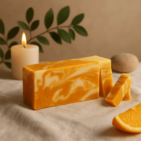 Orange Olive Oil Soap Slice Handmade, Cold Process - SHAMTAM.COM