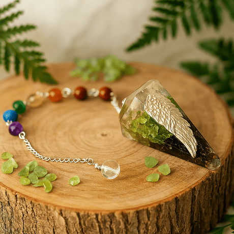 Orgonite Chakra Dowsing Pendulum - Angel Wing - SHAMTAM.COM