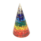 Chakra Orgonite Cone - Crystals Gemstones Copper 80mm - SHAMTAM.COM