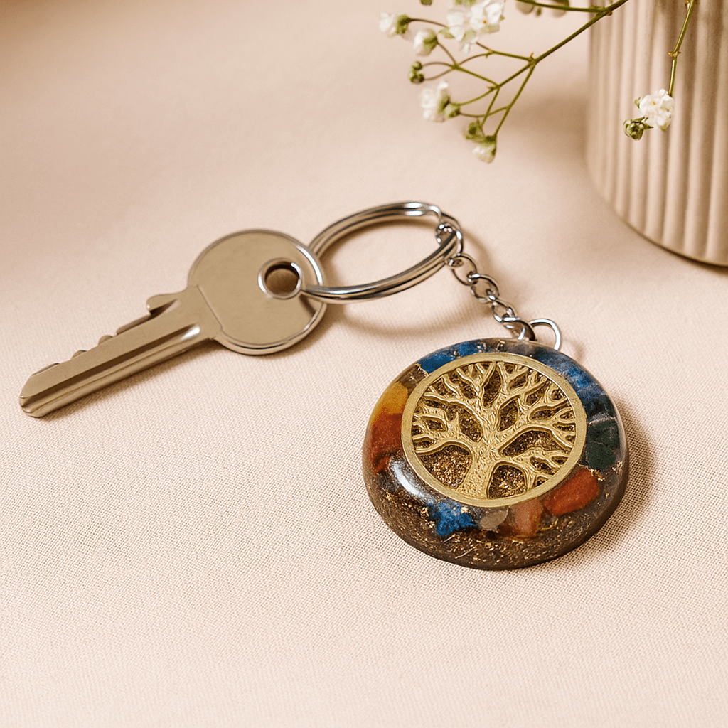 Orgonite Keychain Gemstone Chakra Tree of Life - SHAMTAM.COM