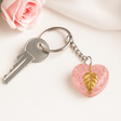 Orgonite Keychain Rose Quartz Heart Golden Leaf - SHAMTAM.COM