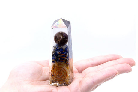 Orgonite Obelisk Power Point Copper, Lapis and Yellow Aventurine - 90x25 mm - SHAMTAM.COM