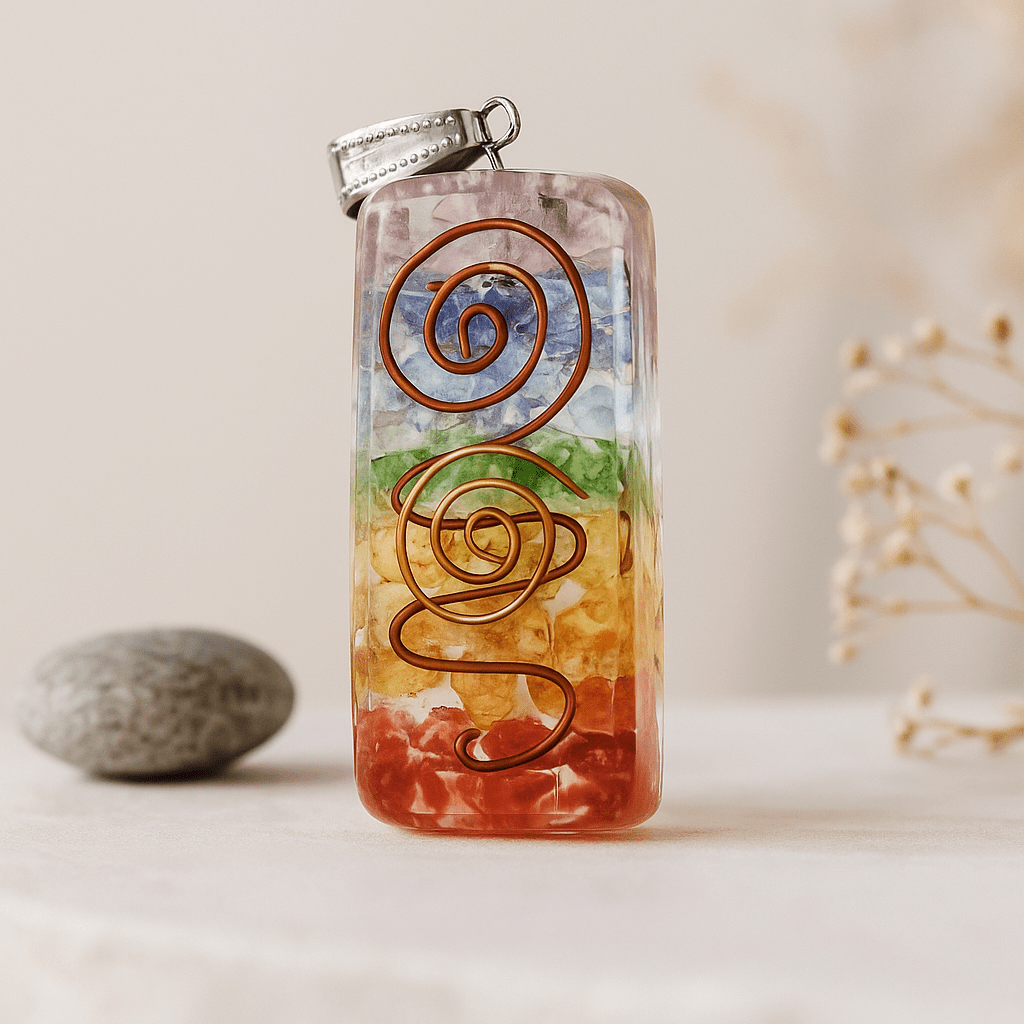 Orgonite Pendant With Copper And Gemstone Chips - SHAMTAM.COM
