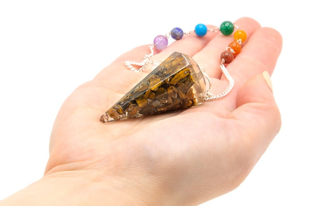 Orgonite Pendulum - Power Chakra Tigers Eye - SHAMTAM.COM