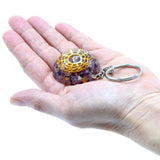 Talisman Keychain Orgonite Power - Amethyst Mandala Hearts - SHAMTAM.COM