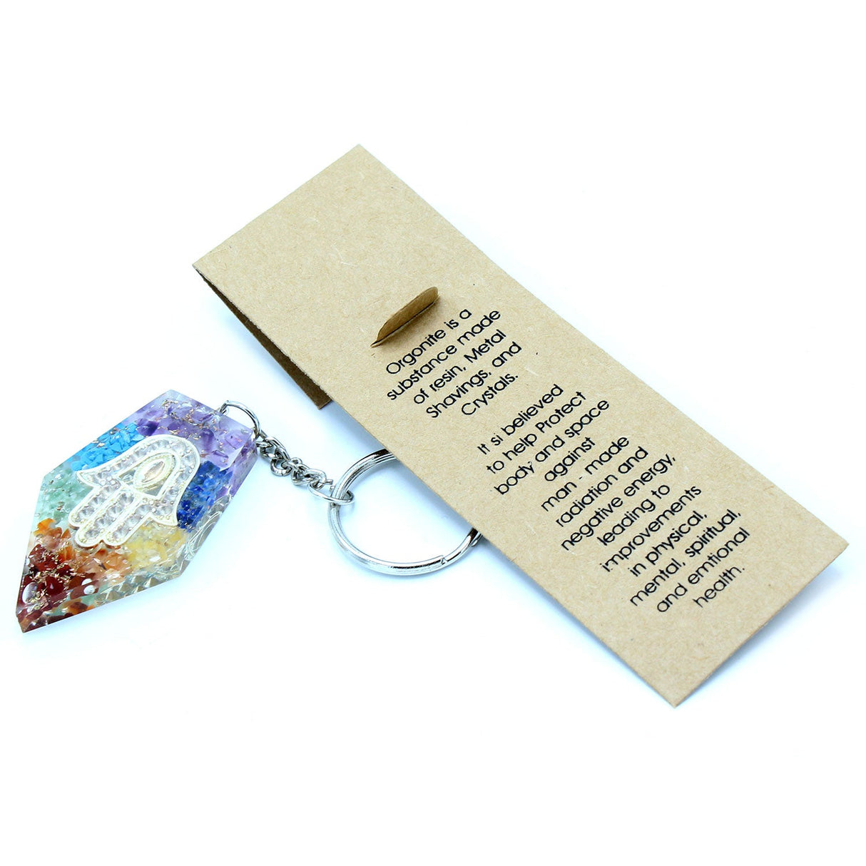 Talisman Keychain Orgonite Power - Gemstone Chakra Hamsa - SHAMTAM.COM