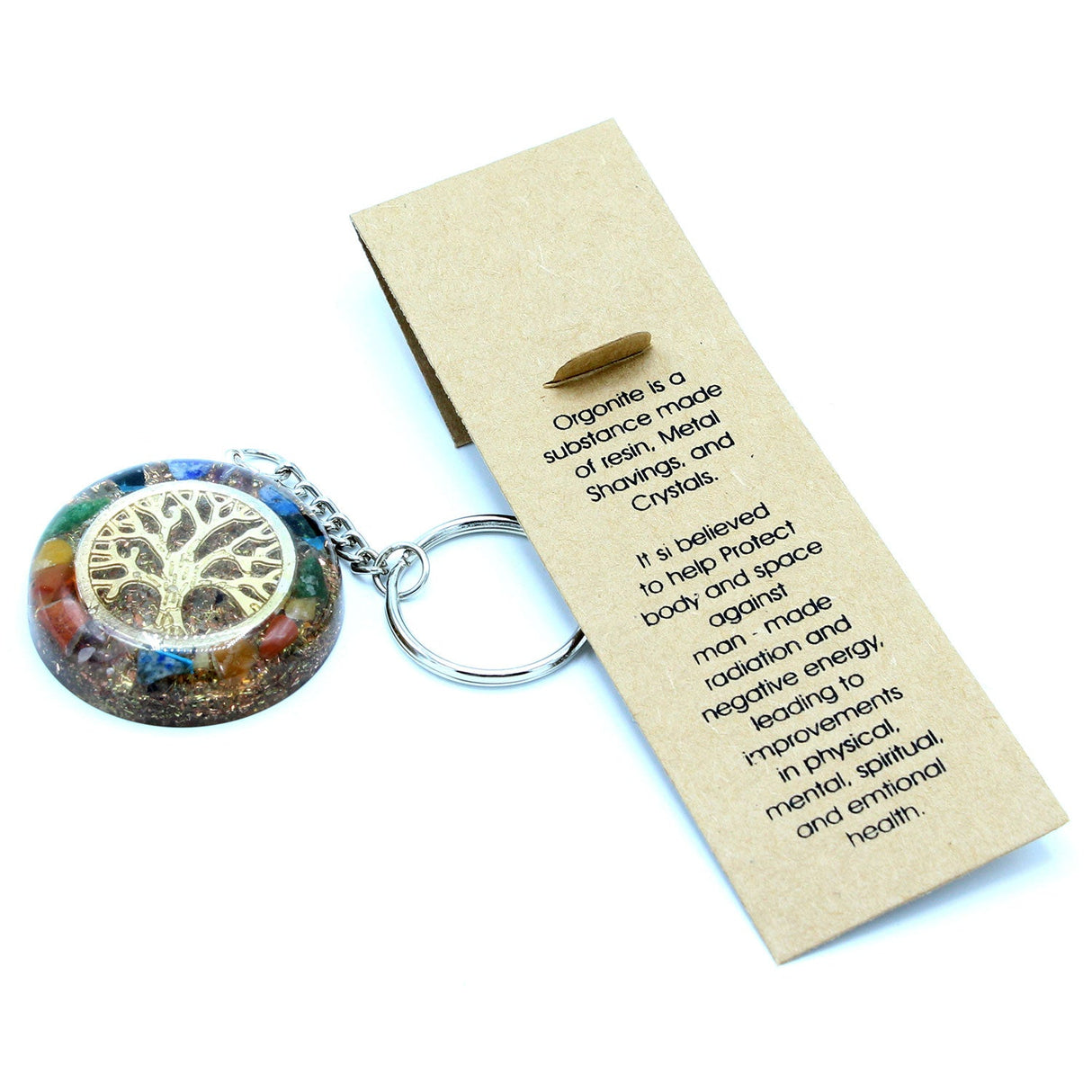 Talisman Keychain Orgonite Power - Gemstones Chakra Tree of Life - SHAMTAM.COM