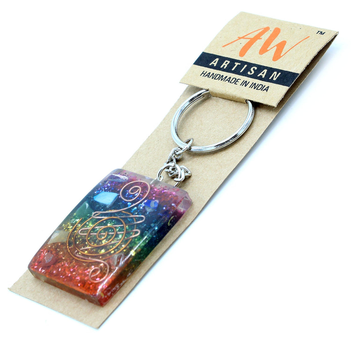 Talisman Keychain Orgonite Power - Home Protect Copper and Chakra - SHAMTAM.COM