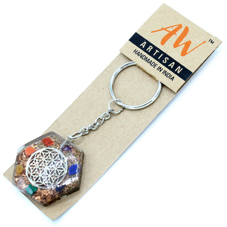 Talisman Keychain Orgonite Power - Octagon Flower of Life - SHAMTAM.COM