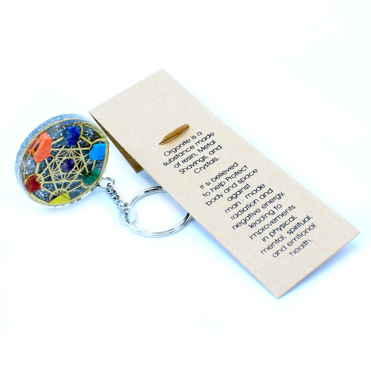 Talisman Keychain Orgonite Power - Round Seven Chakra - SHAMTAM.COM