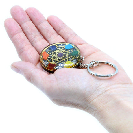 Talisman Keychain Orgonite Power - Round Seven Chakra - SHAMTAM.COM