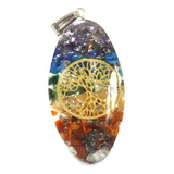 Orgonite Pendant - Power 7 Stone Chakra Oval with Tree - SHAMTAM.COM