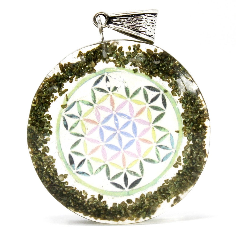 Orgonite Pendant - Power Greenstone Mandala - SHAMTAM.COM