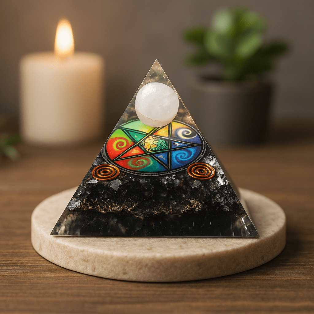 Orgonite Pyramid 70mm Midnight Pentagon - SHAMTAM.COM