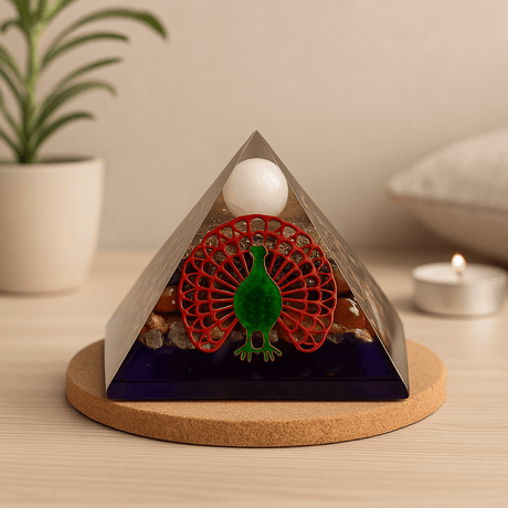 Orgonite Pyramid 80mm Peacock Copper Gemstones - SHAMTAM.COM