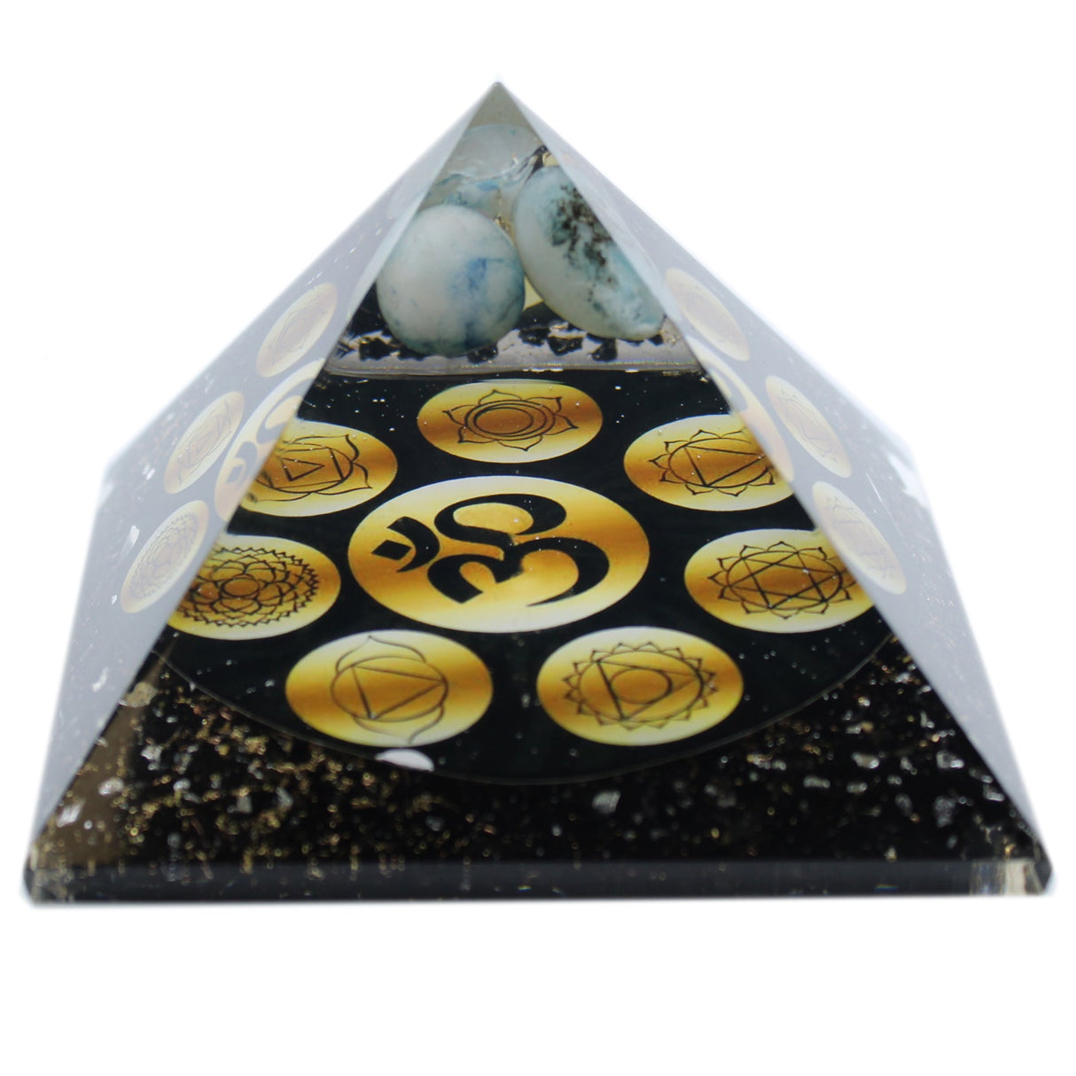 Orgonite Pyramid - Midnight Om Chakra - 90mm - SHAMTAM.COM