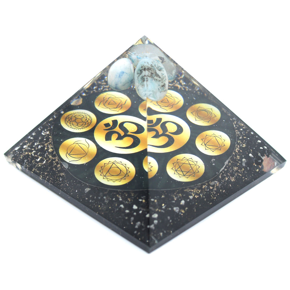 Orgonite Pyramid - Midnight Om Chakra - 90mm - SHAMTAM.COM