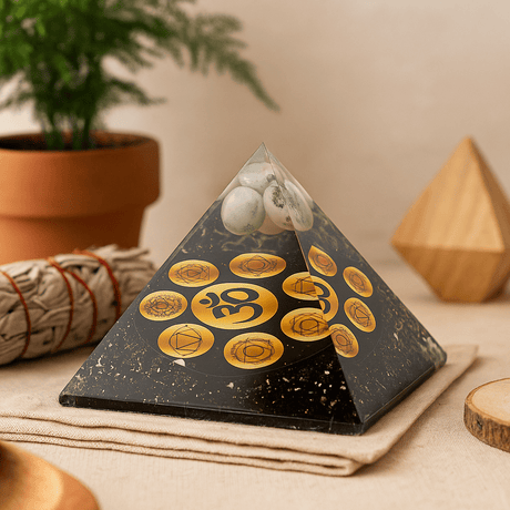 Orgonite Pyramid Om Chakra 90mm - SHAMTAM.COM