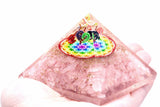 Orgonite Pyramid - Rose Quartz Rainbow Flower of Life - 70 mm - SHAMTAM.COM