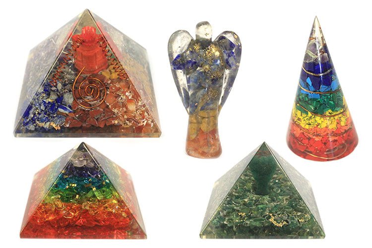 Orgonite Pyramid - Seven Chakra Flower of Life - 70 mm - SHAMTAM.COM