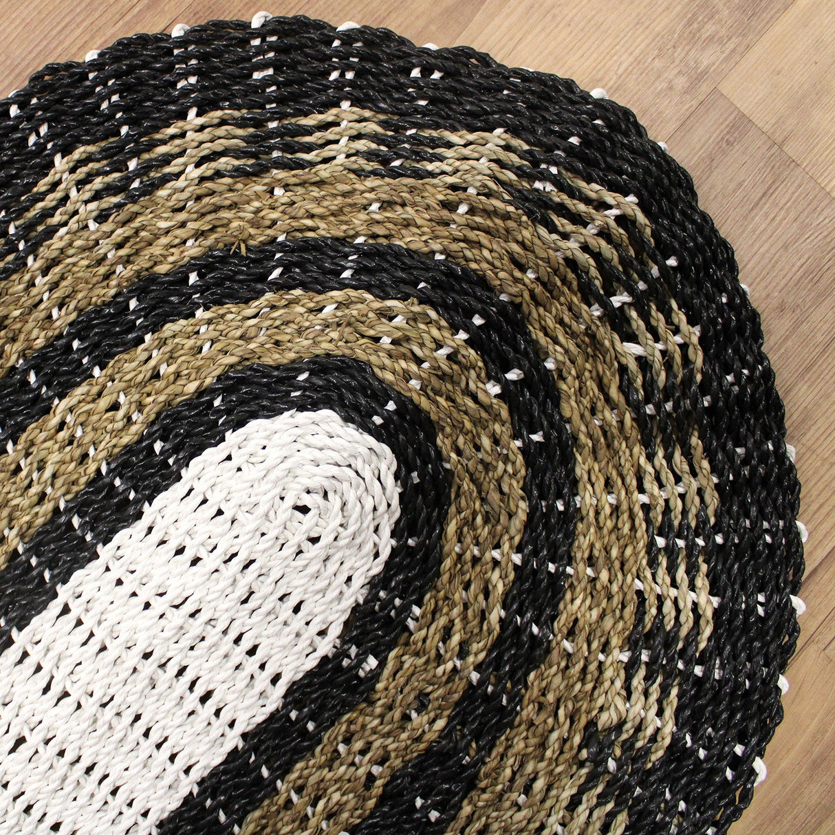 Seagrass Rug - Black, White & Tan 60x120cm - SHAMTAM.COM