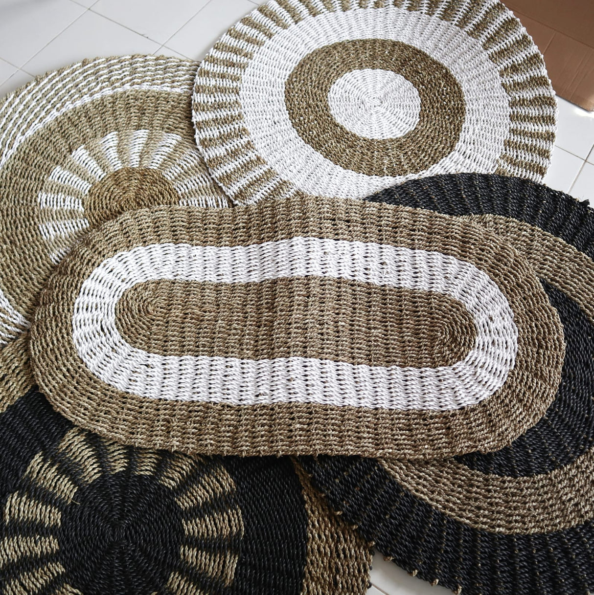 Seagrass Rug - White & Tan 60x120cm - SHAMTAM.COM