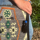 Boho Bag Messenger Pale Grey Kilim - SHAMTAM.COM