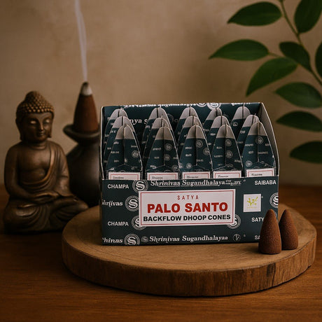 Palo Santo Backflow Incense Cones 24 Count Satya - SHAMTAM.COM