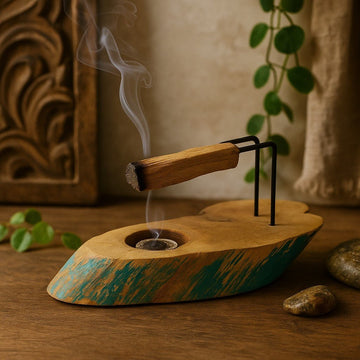 Подогреватель Palo Santo из дерева гамель с зелёной патиной