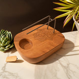 Palo Santo Holder - Teak Wood - Hamsa Design - SHAMTAM.COM