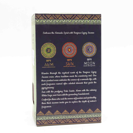 Banjara Gypsy Nomadic Incense - Palo Santo & Moon Motif Aromatic Sticks with Sun Design - SHAMTAM.COM