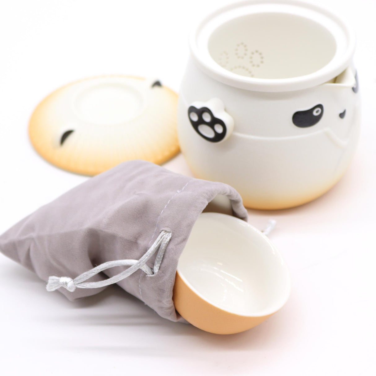 Panda Teapot Set & Three Cups - Orange - SHAMTAM.COM