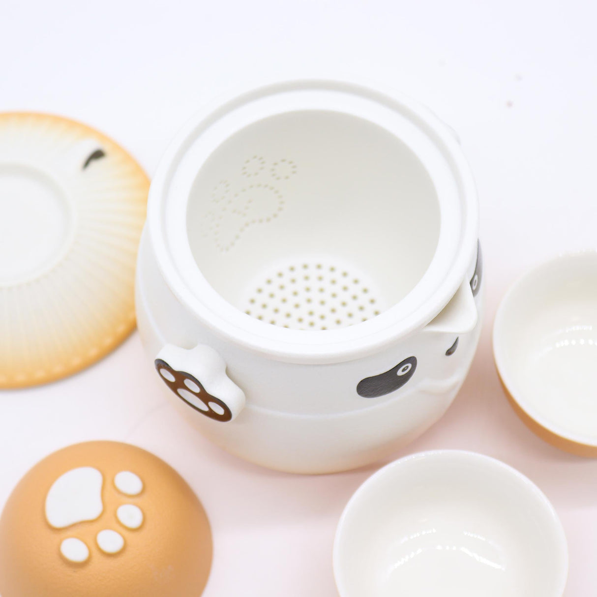 Panda Teapot Set & Three Cups - Orange - SHAMTAM.COM