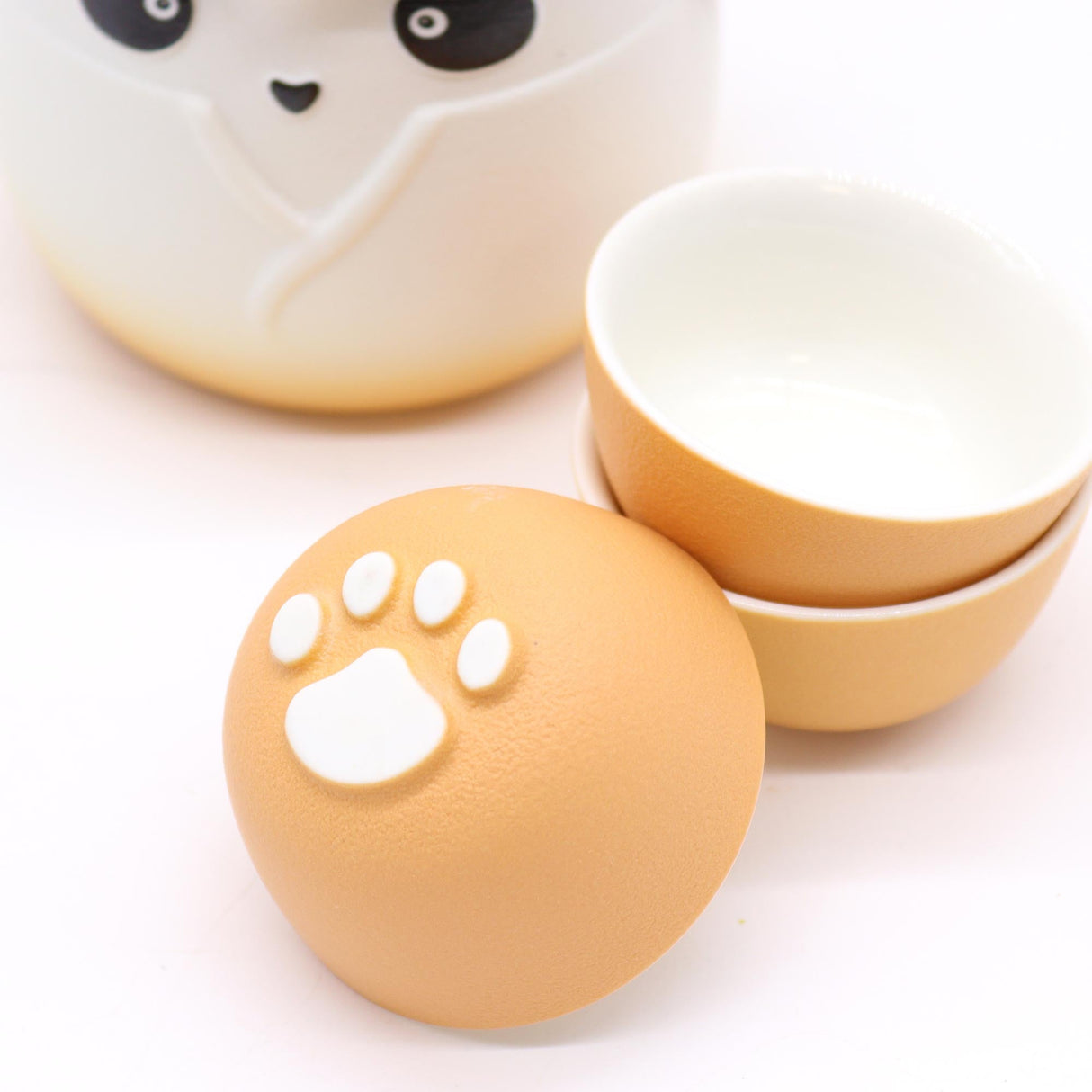 Panda Teapot Set & Three Cups - Orange - SHAMTAM.COM