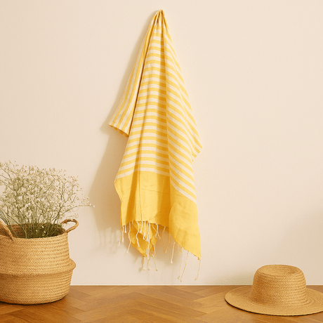 Pareo Throw Cotton Blend 100x180 cm Sunny Yellow - SHAMTAM.COM