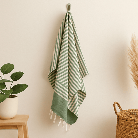 Pareo Throw Cotton Blend 100x180cm Picnic Green - SHAMTAM.COM