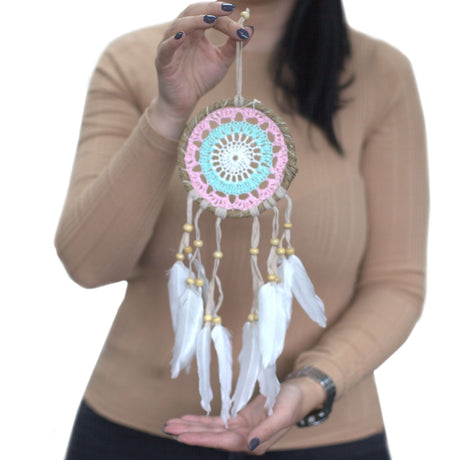 Macrame Dreamcatcher Pastel Blue 12cm (asst colours) - SHAMTAM.COM