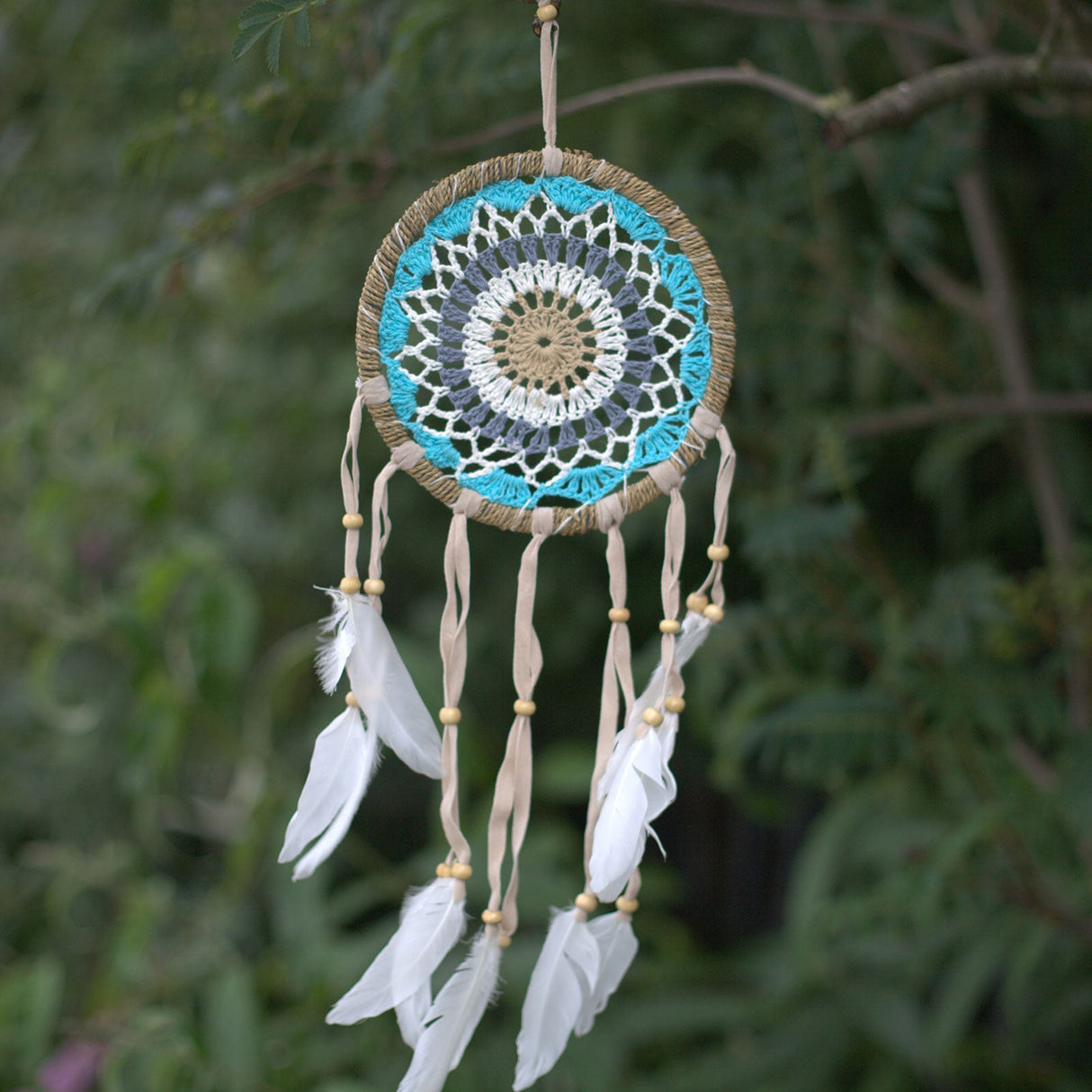 Macrame Dreamcatcher Pastel Blue 16cm (asst colours) - SHAMTAM.COM