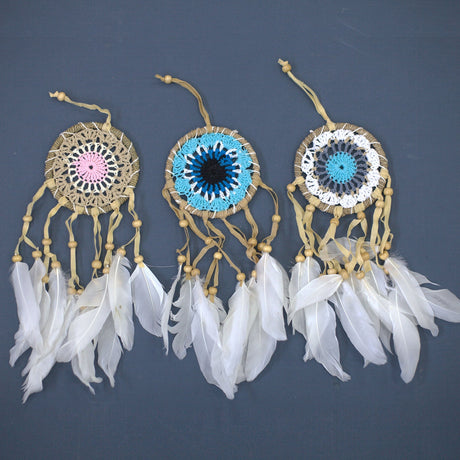 Macrame Dreamcatcher Pastel Blue 9cm (asst colours) - SHAMTAM.COM