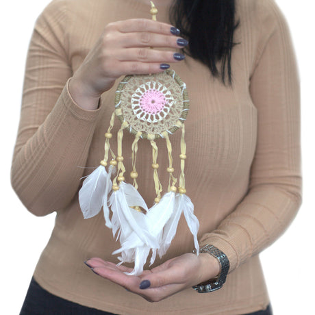 Macrame Dreamcatcher Pastel Blue 9cm (asst colours) - SHAMTAM.COM