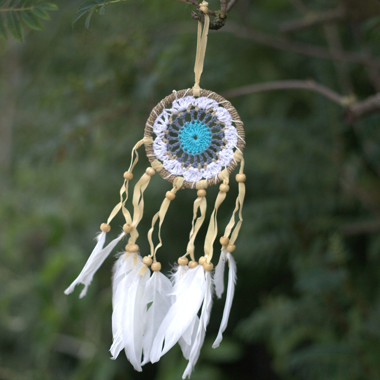 Macrame Dreamcatcher Pastel Blue 9cm (asst colours) - SHAMTAM.COM