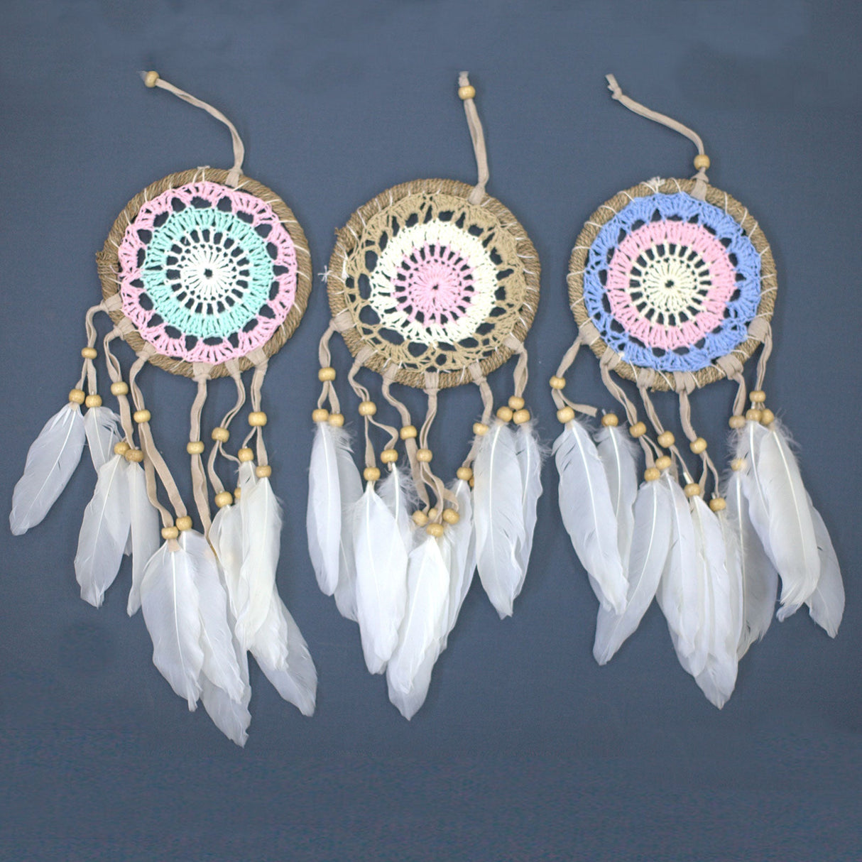 Macrame Dreamcatcher Pastel Pink 12cm (asst colours) - SHAMTAM.COM