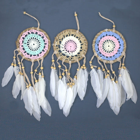 Macrame Dreamcatcher Pastel Pink 12cm (asst colours) - SHAMTAM.COM