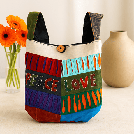 Peace Sign Bag, Handmade Indian Assorted Designs - SHAMTAM.COM