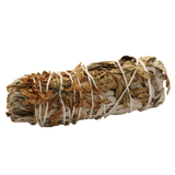 Peaceful Sage Smudge Stick with Natural Green Mirton Leaves & Orange Mini Daisy - 10cm - SHAMTAM.COM