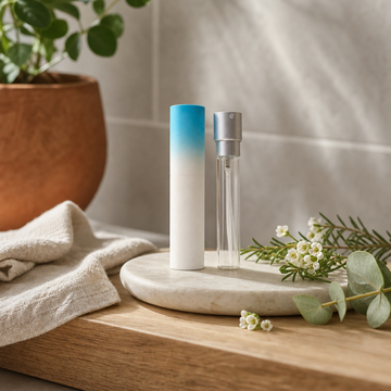 Perfume Twist Bottle - 10ml - Blue Shaded — styled in a warm, naturally lit interior