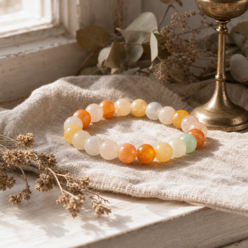 Petite Power Bracelet (17cmx6mm) - Rainbow Agate — styled in a warm, naturally lit interior